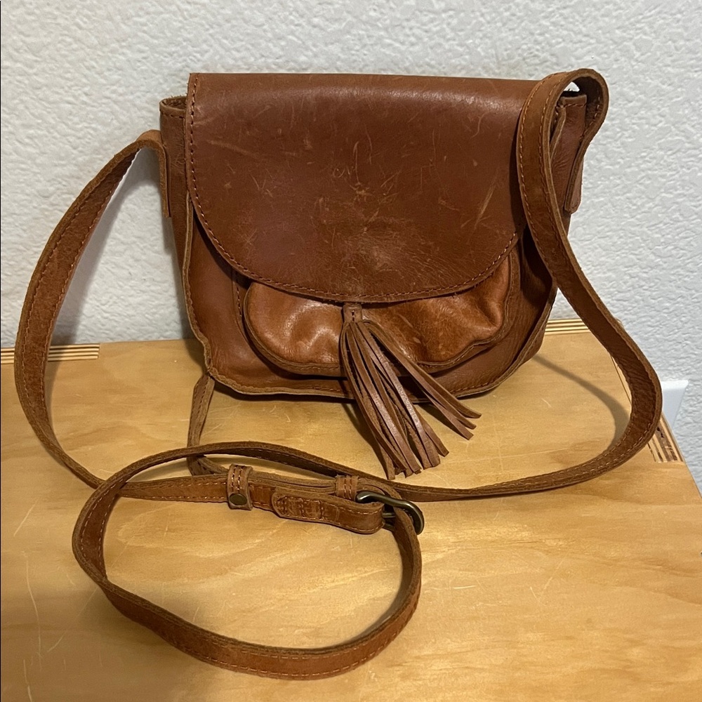 Able Tan Leather Crossbody Bag